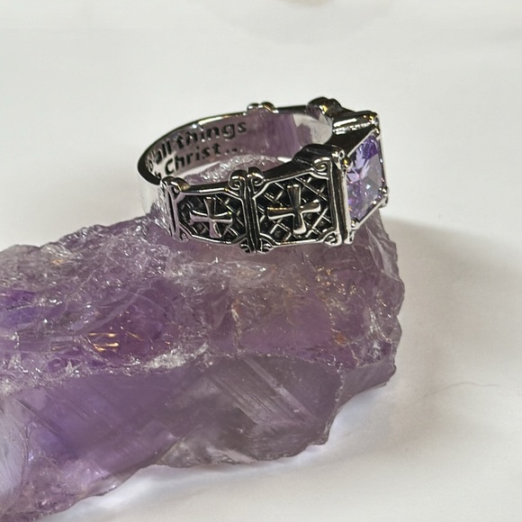 Danbury mint amethyst ring I can do all things through Christ - Picture 3 of 5